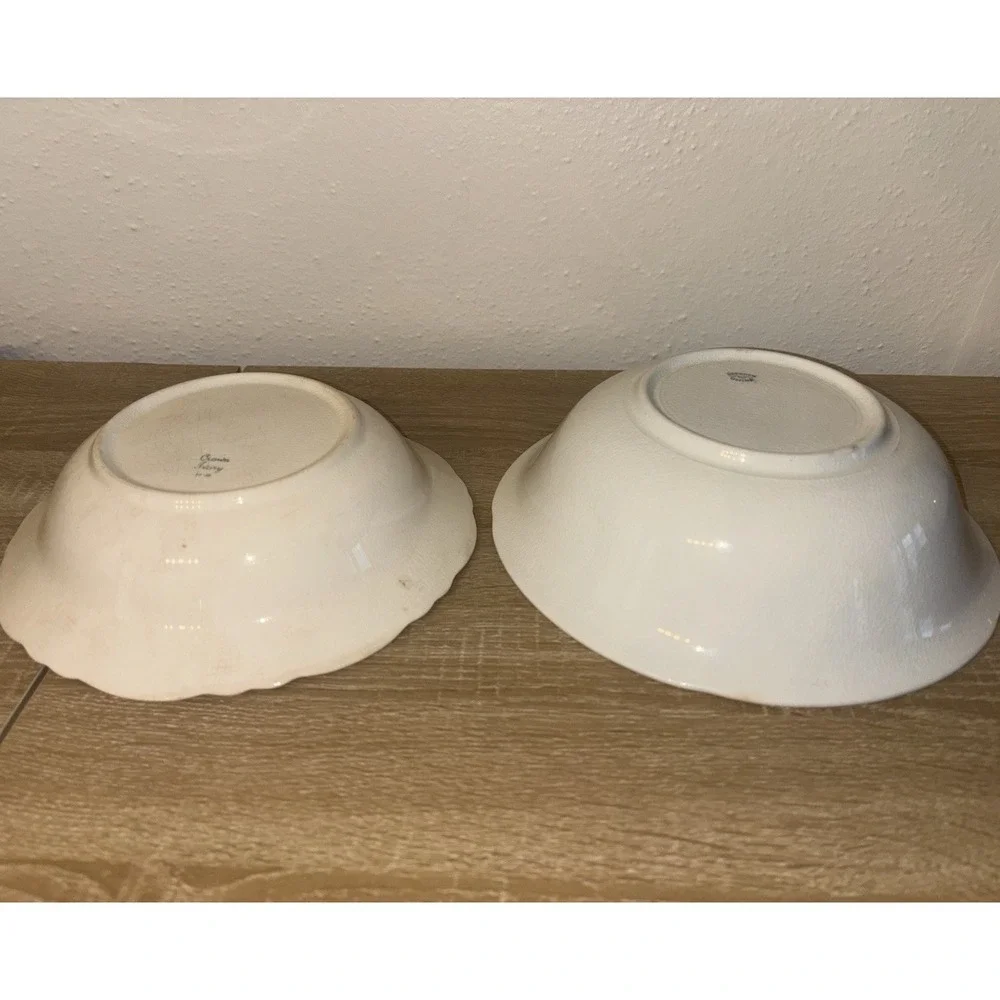 Antique Set of Bowls Crown Ivory 1936 Ceramic Earthenware Dresden China Floral